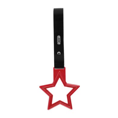 Q1-TECH, JDM Tsurikawa Ring Japanese Subway Train Bus Car Handle Cute Star Shaped Handle Hand Strap Rear Front Bumper Warning Rings Drift Charm Drift Bosozoku Car Accessory (Red/Black)