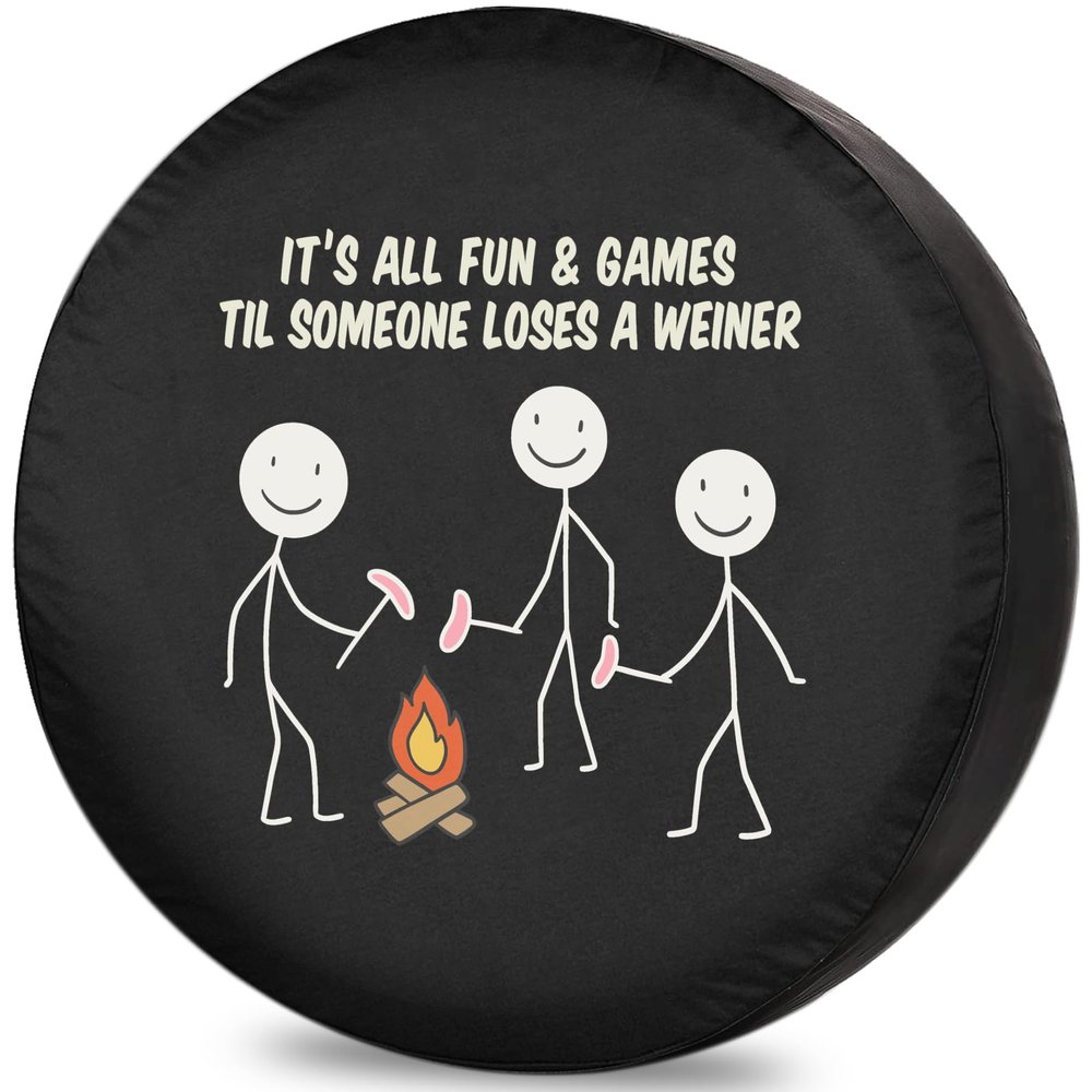 RV Tire Cover Stickmen Funny Dust-Proof Weatherproof Universal Fit for Trailer RV SUV Truck Camper Travel Trailer Wheel 13 Inch