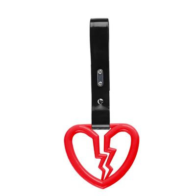 Q1-TECH, JDM Tsurikawa Ring Japanese Subway Train Bus Car Handle Broken Heart Handle Hand Strap Rear Front Bumper Warning Rings Drift Charm Drift Car Accessory (Red/Black)