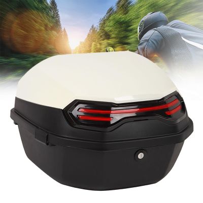 SEAVI Motorcycle Trunk Universal Motorbike Top Box Waterproof Tail with Lights Backrest Lock for Scooter Moped Back Large Capacity Storage Case Replacement D