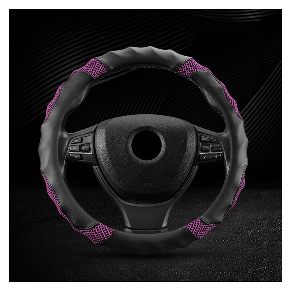 FUERU Car Steering Wheel Cover Set Car Steering Wheel Cover Breathable Ice Silk Moisture Absorption Anti-Wrinkle Car Interior (Color : 4#)