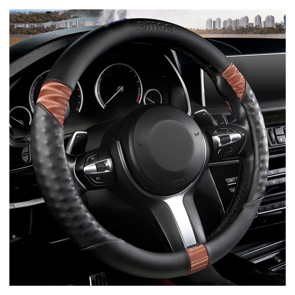 FUERU Car Steering Wheel Cover Set Car Steering Wheel Cover Comfortable Leather Breathable Moisture Wicking Car Interior (Color : 3#)