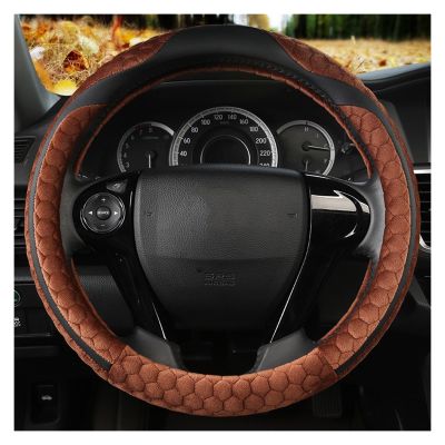 FUERU Car Steering Wheel Cover Set Car Steering Wheel Cover Simple Short Plush Stretch Breathable Fashion Car Interior (Color : 6#)