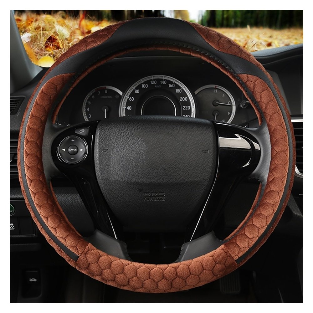 FUERU Car Steering Wheel Cover Set Car Steering Wheel Cover Simple Short Plush Stretch Breathable Fashion Car Interior (Color : 6#)