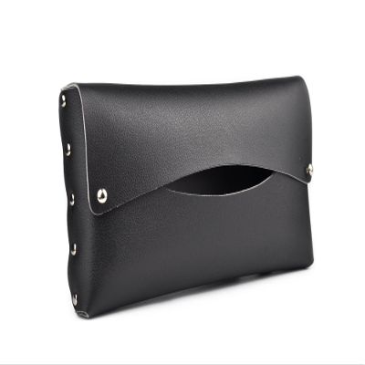 THINGIS Car Tissue Holder, Tissue Case for Sun Visor, PU Leather Backseat Napkin Holder with Clips (Black)
