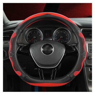 FUERU Car Steering Wheel Cover Set Car Steering Wheel Cover D Type Breathable Leather Waterproof and Sweatproof Car Interior (Color : 1#)