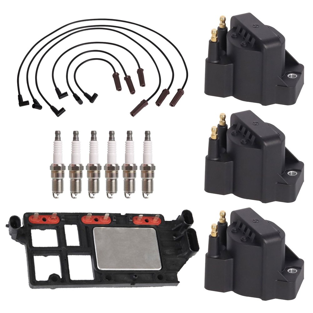 ENA Set of 3 Ignition Coil 6 Spark plug 1 Module with 6 Wire Set Compatible with Buick Chevrolet Oldsmobile Pontiac Century Rendezvous Impala Malibu Monte Carlo Venture Replace# DR39 3144 3951 LX346
