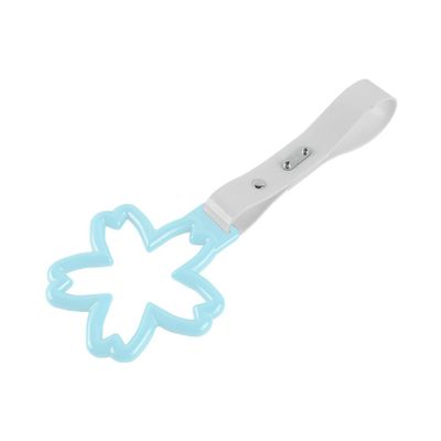 Q1-TECH, JDM Tsurikawa Ring Japanese Subway Train Bus Car Handle Sakura Flower Shaped Handle Hand Strap Rear Front Bumper Warning Rings Drift Charm Drift Car Accessory (Light Blue/White)