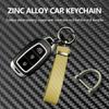 Leather Car Keychain,Carbon Fiber Key Fob with Anti-Lost D-Ring & Key Ring view 3