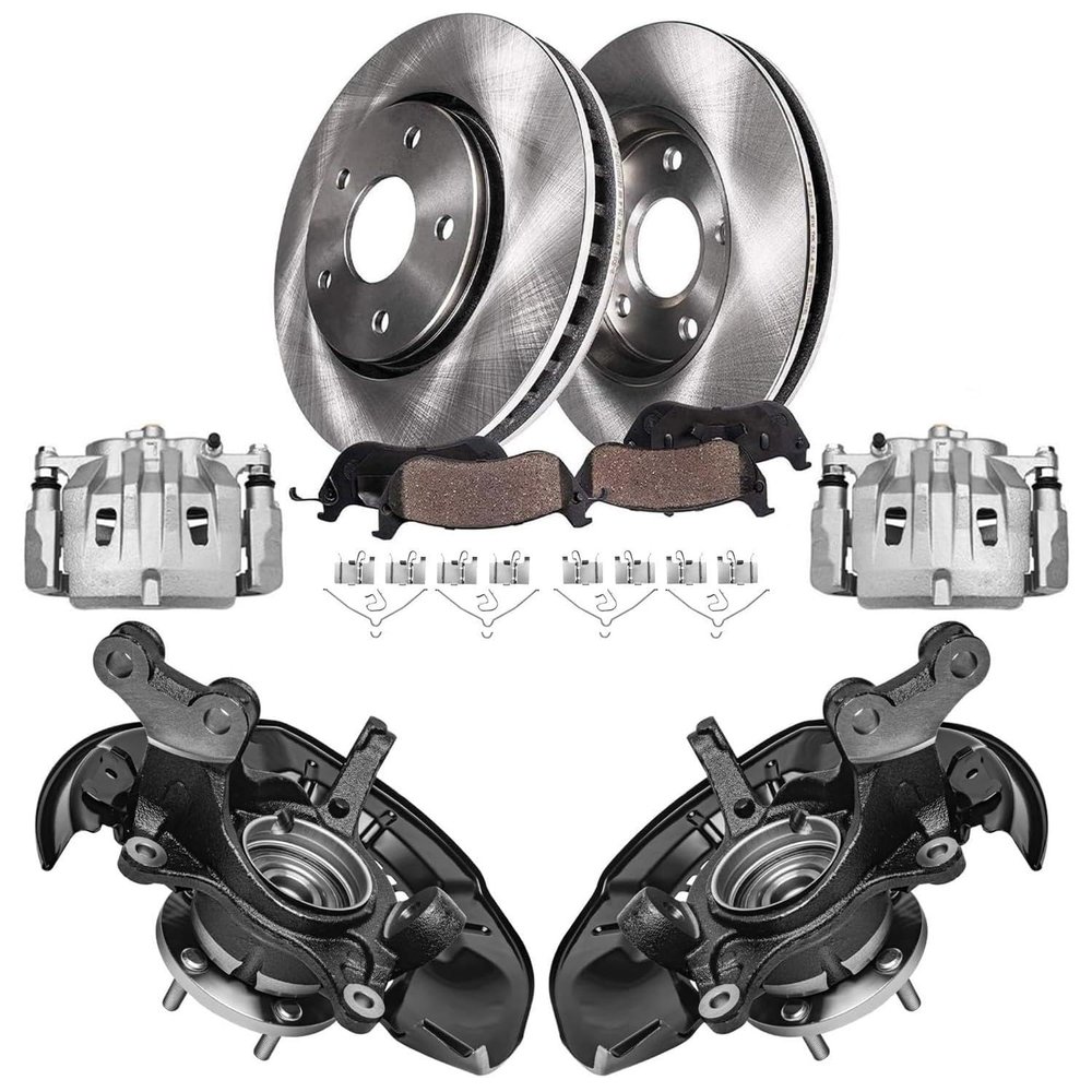 Detroit Axle - AWD Front Steering Knuckles Hubs Disc Brake Rotors Ceramic