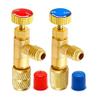 Hoypeyfiy 2Pcs Refrigerant Charging Valve Adapter Set, R12 R22 1/4" Male to 1/4" Female and R410A 1/4" Male to 5/16" Female Flow Control Ball Valve for HVAC Manifold Gauge view 1