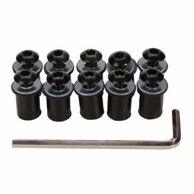TCHAU Bodywork Kits 10PCS Motorcycle Windscreen Windshield Fairing Bolt Screw Kit Well Nuts M5 15mm Parts (Color : Black)