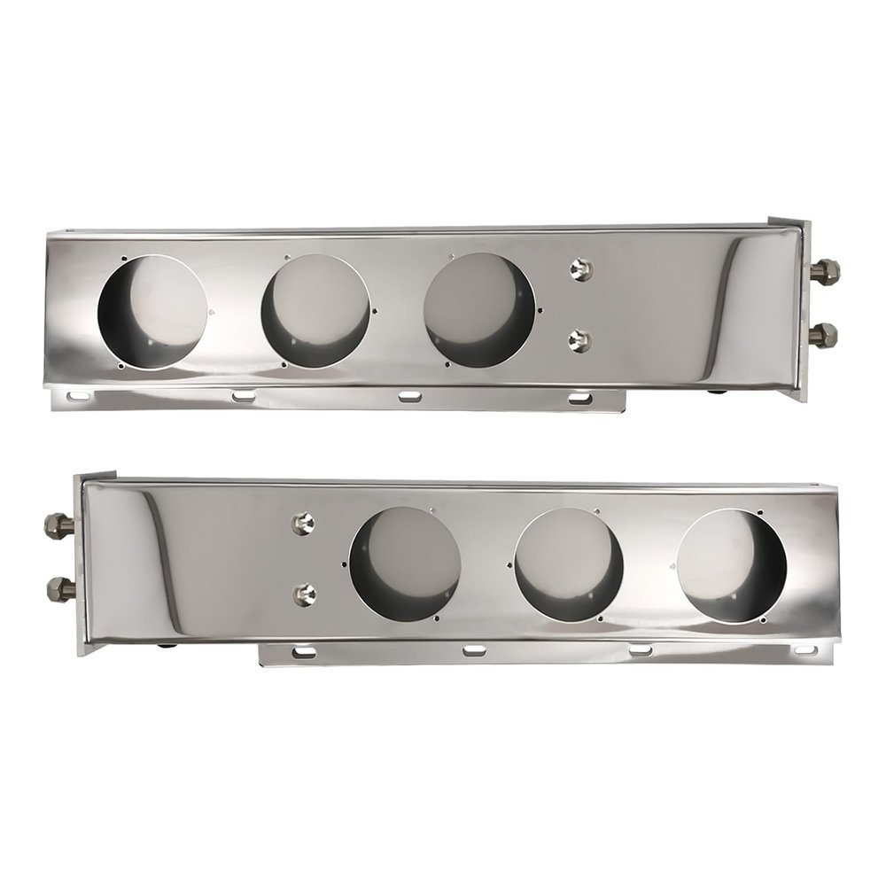 P SEPEY Stainless Steel Mud Flap Hanger Rear Bar with Oval Light Cutouts, 2.5" Bolt Spacing, 30" Length, Spring Loaded, Chrome (2pcs)
