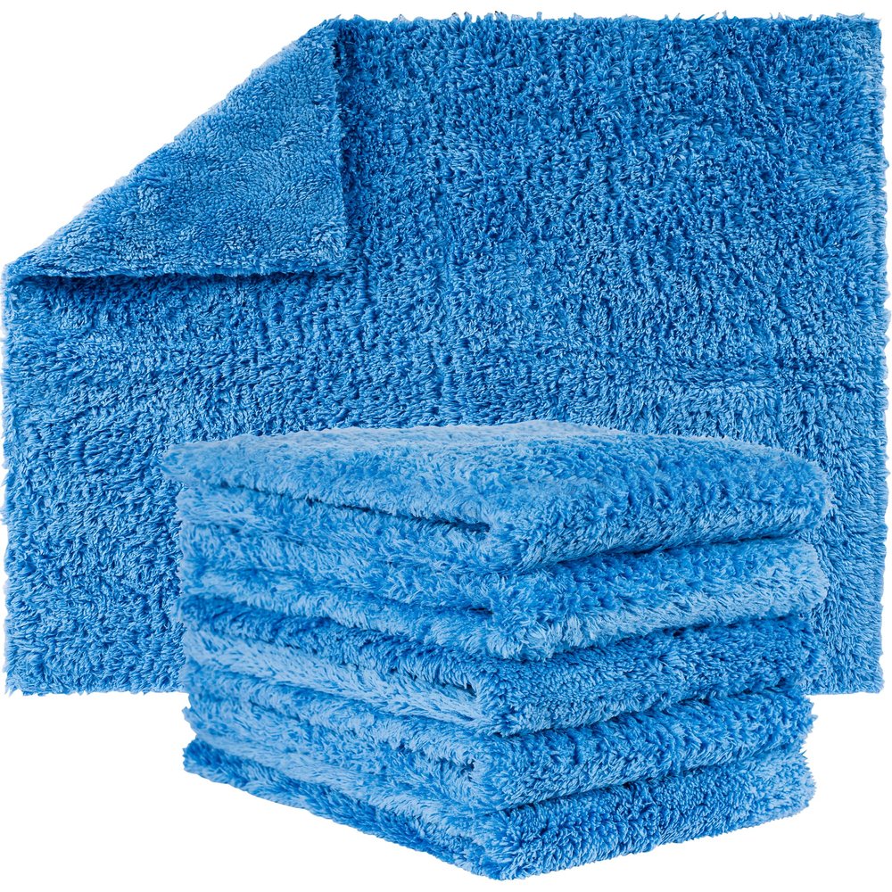 GREEN LIFESTYLE Chamois Cloth Microfiber Cleaning Cloth 6 Pack, Borderless Microfiber Towels Cleaning, Car Microfiber Towel, Drying Towels for ars, Car Wash Towels (16" x 16", Blue) (6 Pack 16x16)