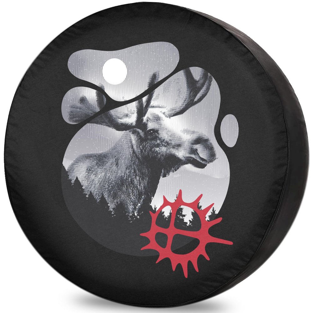 Camper Spare Tire Cover Moose Borealis Forest Fit for RV Trailer Truck Van SUV Motorhome Travel Trailer Accessories Wheel Cover 12 Inch