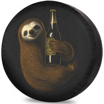 Camper Trailer Tire Covers Beer Sloth Camping Weatherproof Universal Fit for Camper Trailer RV SUV Truck 12 Inch