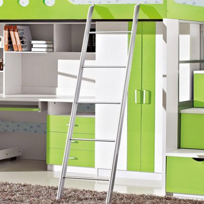 JLXJYS Adjustable Hook Ladders for Rv, Bunk Bed, Twin/Queen/Single Size Bunk Bed, Iron Straight Ladder with Hooks, Load 200kg/ 440 Lbs (Color : Silver, Size : 116cm/45in)
