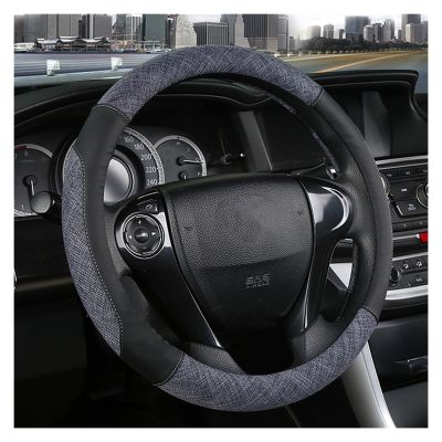 FUERU Car Steering Wheel Cover Set Car Steering Wheel Cover Fabric Linen Sweat-Absorbing and Breathable Car Interior Decorations (Color : 9#)