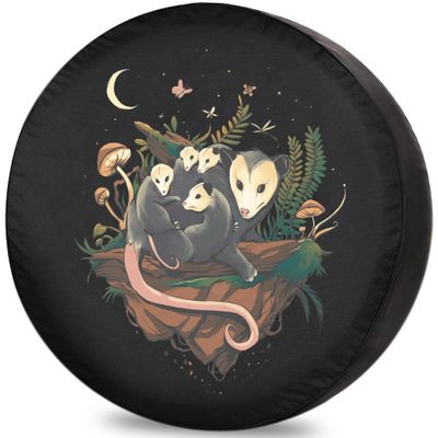 Trailer Tire Cover Possum Family Cottagecore Protectors for Trailer RV Van SUV Truck Camper and Many Vehicles 16 Inch