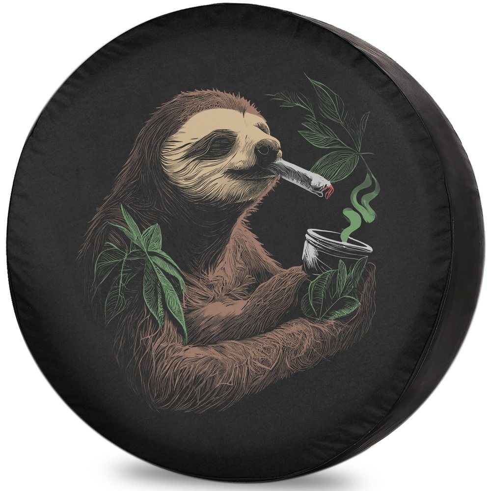Camper Spare Tire Cover Sloth Fit for RV Trailer Truck Van SUV Motorhome Travel Trailer Accessories Wheel Cover 12 Inch