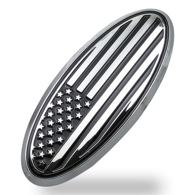Yojunauto for Ford Emblem, 5 Inch Rear Tailgate Overlay American Flag Emblem Fits 2020-2023 Bronco Sport (Silver)