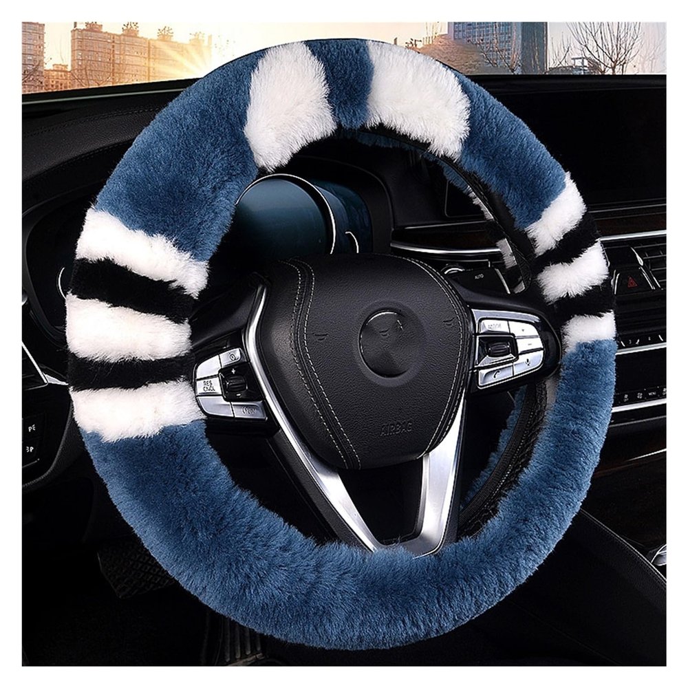 FUERU Car Steering Wheel Cover Set Car Steering Wheel Cover Winter Comfortable Fur One Soft and Breathable Car Interior (Color : 1#)