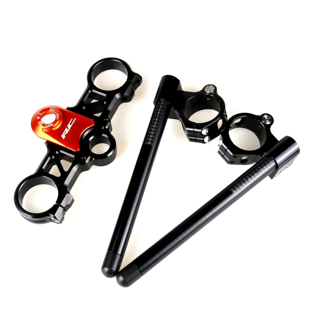 ONE.K.S For RC390 RC200 2014-2021 Racing Refit Clip On Handle Bars Front End Upper Triple Tree Forks Top Clamp Motorcycle Uplink Mount Bracket CNC Aluminum (Combination D)