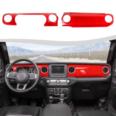 SQQP for JL Dashboard Decorative Panel Cover, Center Console Trim Cover Kit Compatible with 2018-2023 Jeep Wrangler JL JLU & Jeep Gladiator JT(Red)