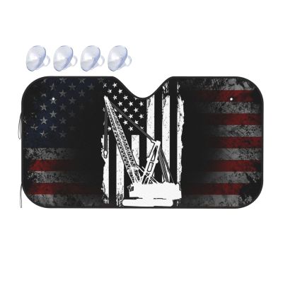 Crane Operator America Flag Foldable Car Windshield Sunshade Blocks Heat and Sun Glare Uv Rays