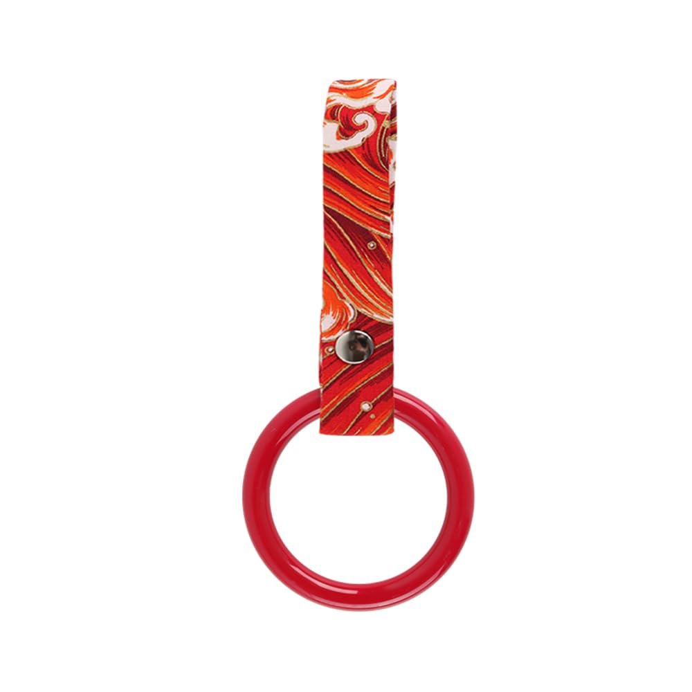 Q1-TECH, JDM Tsurikawa Ring Japanese Subway Train Bus Car Handle Round Circle Shaped Handle Hand Strap Rear Front Bumper Warning Rings Drift Charm Drift Bosozoku Car Accessory (Red/RDW)