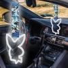 Q1-TECH, JDM Tsurikawa Ring Japanese Subway Train Bus Car Handle BUNNY Shaped Handle Hand Strap Rear Front Bumper Warning Rings Drift Charm Drift Bosozoku Car Accessory (White/BLW) view 2
