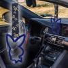 Q1-TECH, JDM Tsurikawa Ring Japanese Subway Train Bus Car Handle BUNNY Shaped Handle Hand Strap Rear Front Bumper Warning Rings Drift Charm Drift Bosozoku Car Accessory (Blue/BLF) view 2