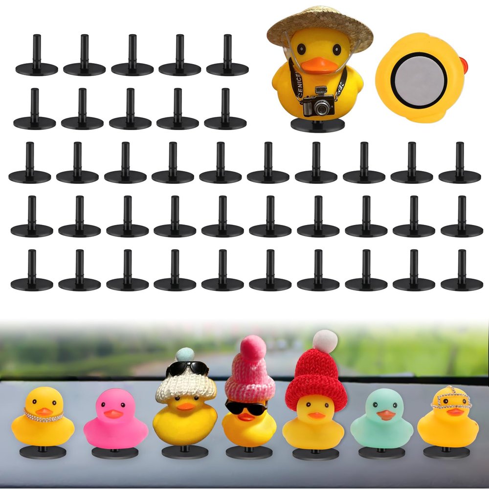 YIBEICO 40pcs Duck Plug, Flock Locker Rubber Duck Holder Dashboard for Jeep Dash & Fixed Display, Gift for Jeep Lover, Double-Sided Stickers Included (40pcs)