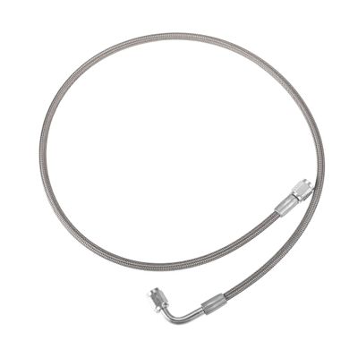 VekAuto AN3 Braided Steel Turbo Oil Feed Line 90 Degree to Straight Hose End, 32" Remote Turbocharger Oil Drain Return Line Universal for Car Durable Stainless Steel PTFE Silver Tone