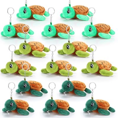 Hinly 15 Pcs Mini Plush Turtle Stuffed Animals Bulk 5.5'' Sea Turtle Stuffed Keychain Adorable Creatures Plushie for Birthday Beach Ocean Supplies Undersea Party Favors(Green Series)