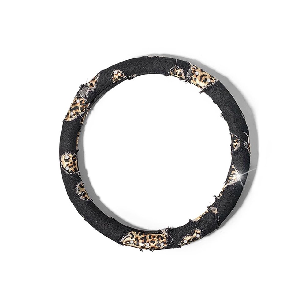 FUERU Car Steering Wheel Cover Set Car Steering Wheel Cover Fashion Rhinestone Fabric Sweat-Absorbing and Breathable Car Interior (Color : 1#)