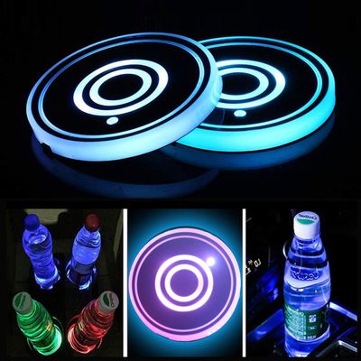 Unifizz LED Cup Holder Light 2pcs USB Charging Cup Mat LED Car Coasters with 7 Colors Luminescent Cup Pad for Drink Coaster Accessories Interior Decoration