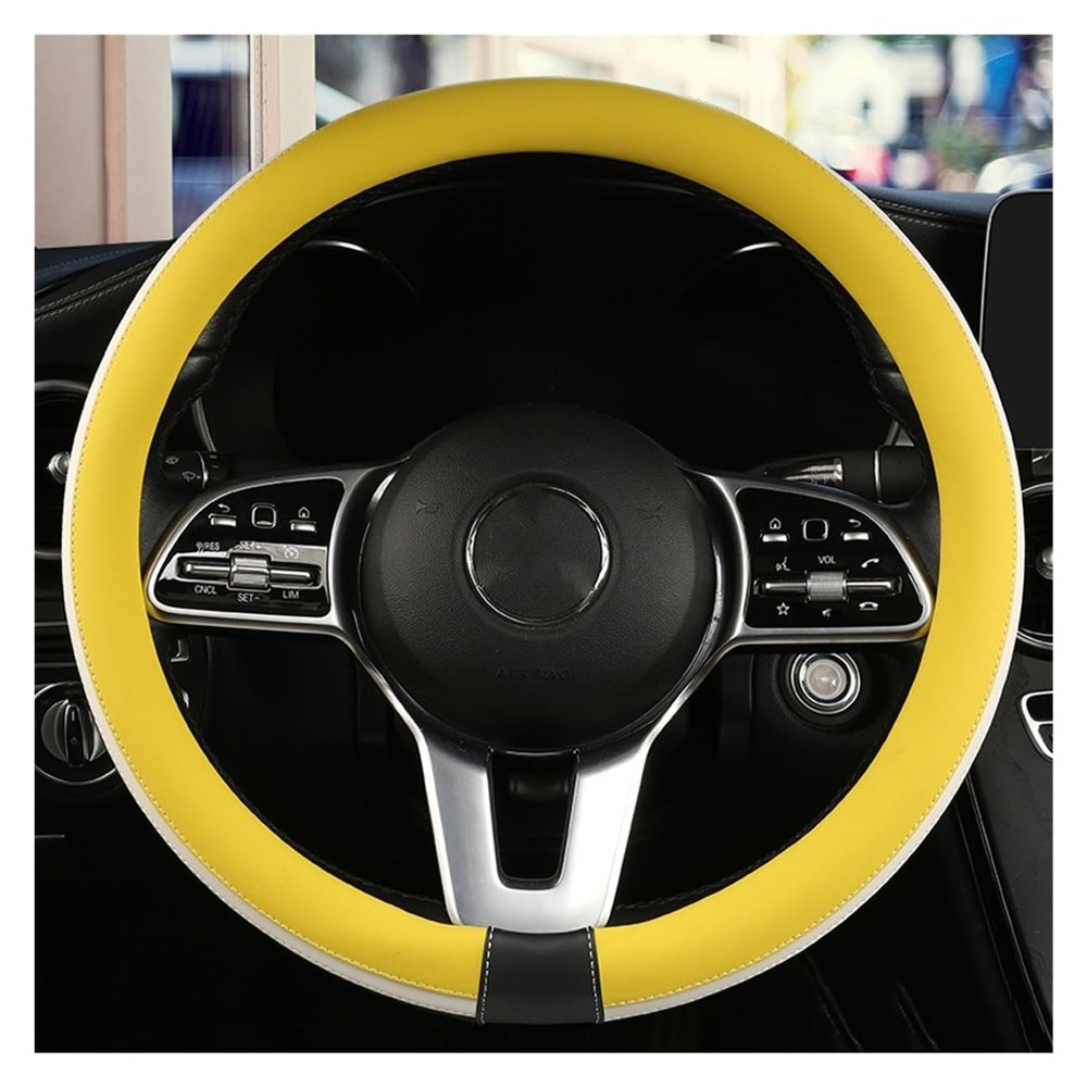 FUERU Car Steering Wheel Cover Set Car Steering Wheel Cover Breathable Leather Four Seasons Available Exquisite Car Interior (Color : 5#)