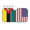 America Mozambique Friendship Flag Foldable Car Windshield Sunshade Blocks Heat and Sun Glare Uv Rays view 1