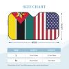 America Mozambique Friendship Flag Foldable Car Windshield Sunshade Blocks Heat and Sun Glare Uv Rays view 2