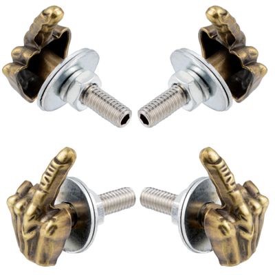 Lunsom License Plate Screw Kit, Finger License Plate Screws Fastener 4PCS License Plate Frames Bolt Fit for Most Vehicles Motorcycles,Bronze