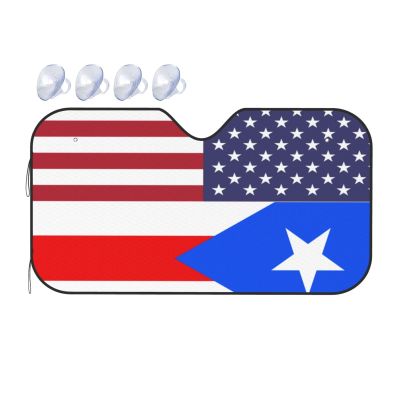 America Puerto Rico Friendship Flag Foldable Car Windshield Sunshade Blocks Heat and Sun Glare Uv Rays