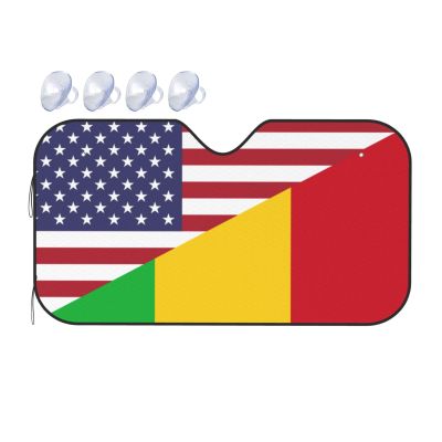 America Mali Friendship Flag Foldable Car Windshield Sunshade Blocks Heat and Sun Glare Uv Rays