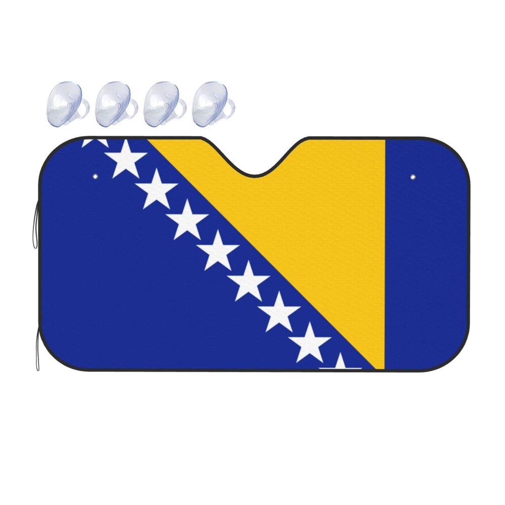 Bosnia and Herzegovina Flag Foldable Car Windshield Sunshade Blocks Heat and Sun Glare Uv Rays
