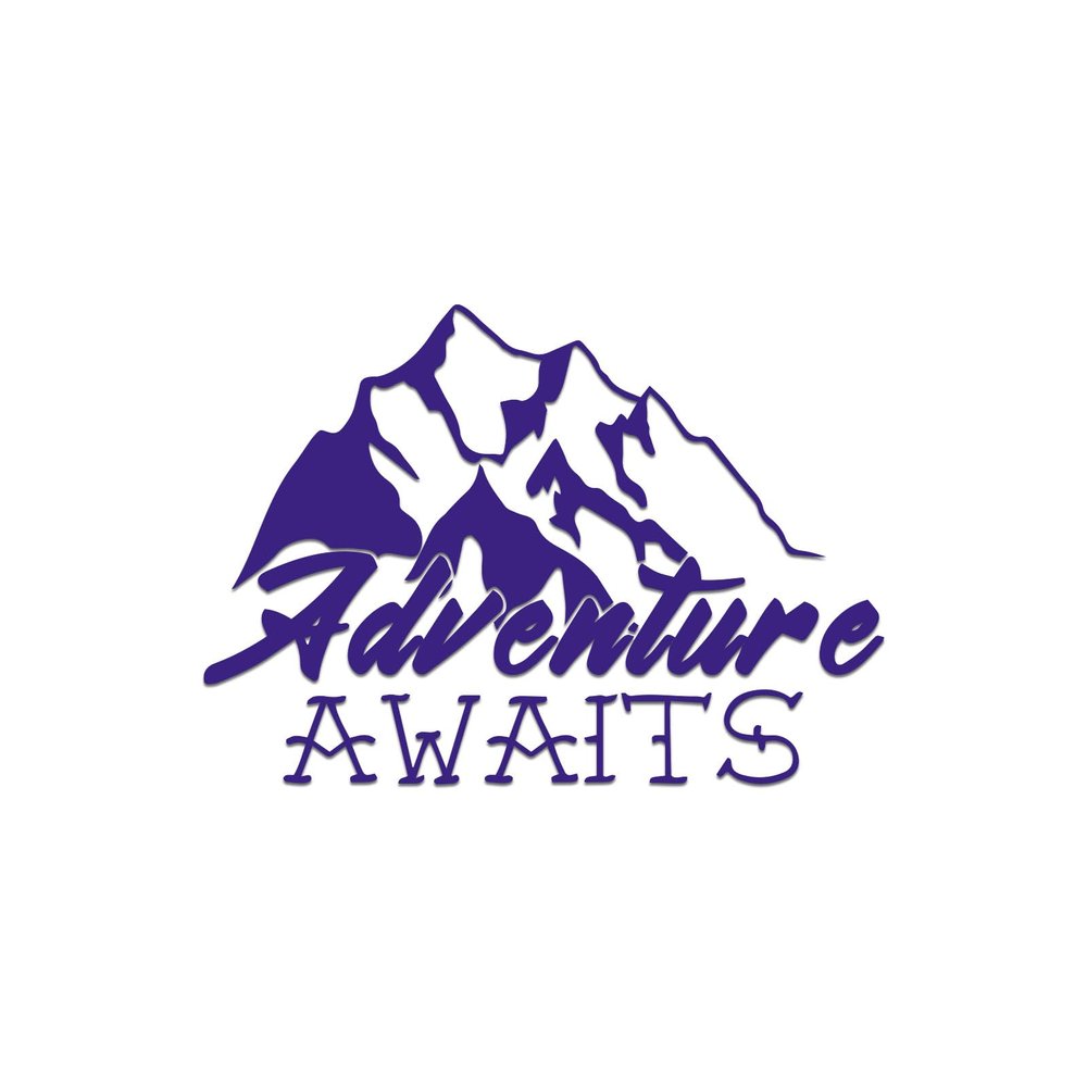 Adventure Awaits Vinyl Decal Notebook Car Laptop 5.5" x 2" (Purple)