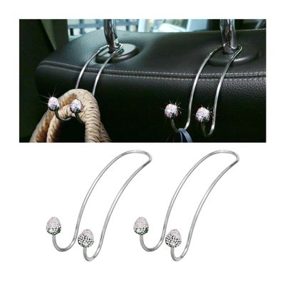 BESULEN Strawberry Car Decor Hooks, 2 Pack Bling Diamond Seat Back Organizers, Auto Headrest Storage Hangers Hooks for Purse Handbag Clothes Grocery, Universal Car Accessories for Women (AB)