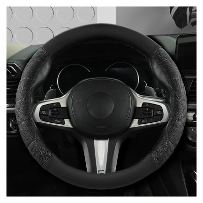 FUERU Car Steering Wheel Cover Set Car Steering Wheel Cover Carbon Fiber Leather Breathable Sweat-Absorbing Car Interior Accessories (Color : 7#)