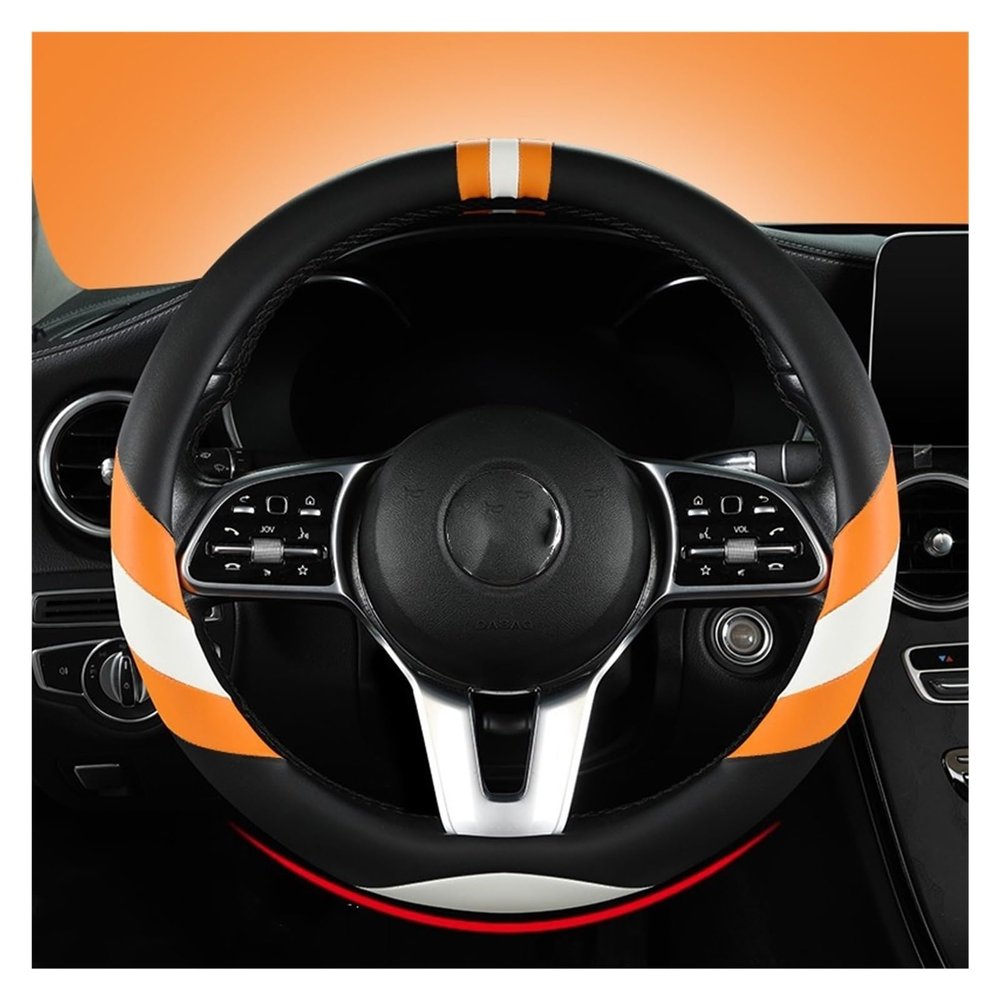 FUERU Car Steering Wheel Cover Set Car Steering Wheel Cover Four Seasons Comfortable Leather Creative Car Interior (Color : 4#)