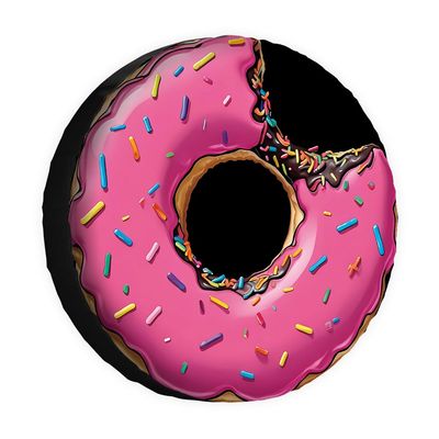 Cafetime Donut Spare Tire Cover Pink Tempting Doughnut Wheel Protectors Covers Dust Proof 16 Inch Wheel Covers Universal for Trailer RV SUV Truck Camper Travel Trailers