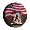 Cafetime Dog Spare Tire Cover English Bulldog with Sunglasses American Flag USA Wheel Protectors Covers Dust Proof 17 Inch Universal for Trailer RV SUV Truck Camper Travel Trailers view 1